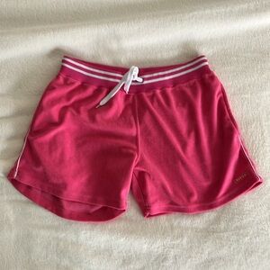 Marika Pink terry cloth Striped band Drawstring Shorts M